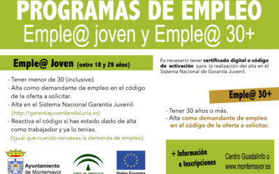 Programas de Empleo: Emple@ Joven y Emple@ +30