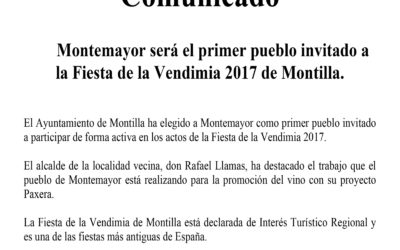 Comunicado Montemayor invitado Fiesta Vendimia Montilla