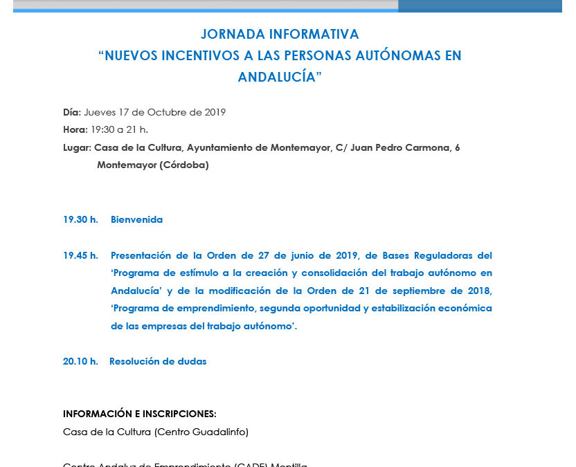 Jornada informativa «Nuevos incentivos a las personas autónomas en Andalucía»