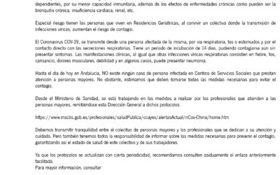 Comunicado direccion general de personas mayores Junta de Andalucía