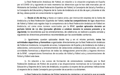 Aplazamiento competiciones y actividades RFAF